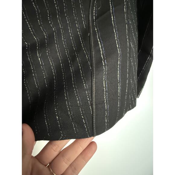 LAFAYETTE 148 navy blue light white striped wool silk blend clasp front blazer - Picture 10 of 10